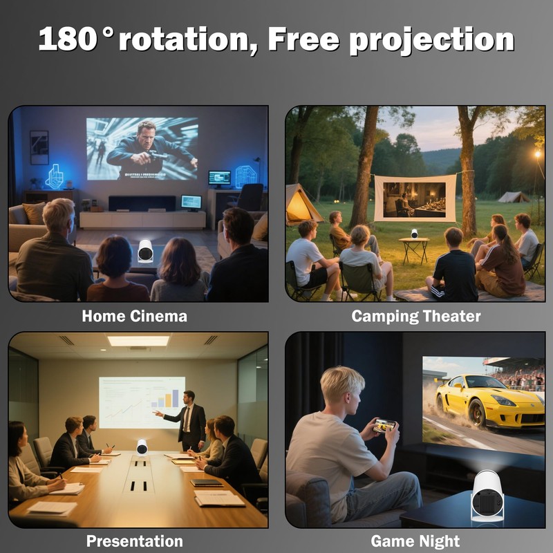 WellSonic Mini Projector Support 1080P, Mini Projector with WiFi 6