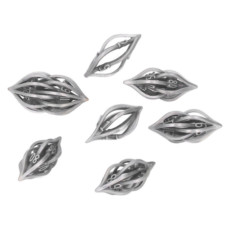 7pcs Hollow Metal Dice Set Retro Exquisite Polyhedral Dice Role