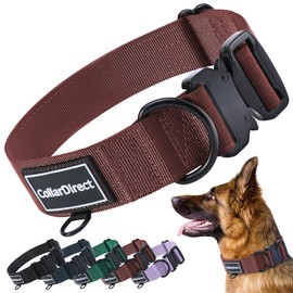Heavy Duty Dog Collar for Large or Medium Dogs, Adjustable Strong Dog Collar for Active Dogs, Double-Layered Nylon (Rust, Large (38-58 cm))