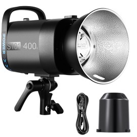 NEEWER S101-400W Strobe Flash Light with 9 Levels 150W Modeling Lamp, 400Ws GN65 5600K with Standard Bowens Mount Reflector, S1/S2 Mode Silent Fan for Studio Photography Portrait Product Shooting