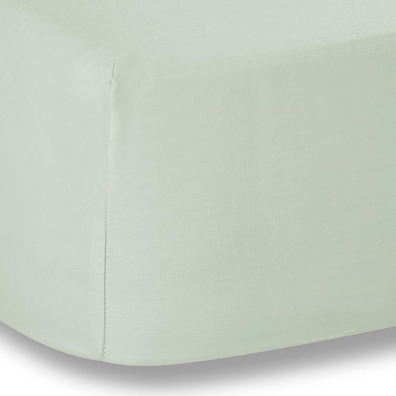 Plain Dyed Cotton Percale Green 200TC Fitted Sheet 120 x