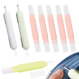 8 Pack 2 in 1 Needle Threaders Seam Ripper, Quick Sewing Needle Threader and Thread Remover, Threading Stitch Remover Tool for Hand Knitted Crafts Embroidery Supplies (4 Colors)