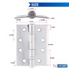 XFORT 4 inch (100mm) Polished Chrome Ball Bearing Hinges, Steel
