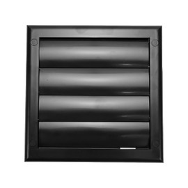 Vent Systems 4" Inch (7.5'' x 7.5") Exhaust Vent Cover - Black - Dryer Vent Hood - Louvered Dryer Duct Vent Cover - Vent Hood Cap - One-Directional Plastic Air Exhaust Grille