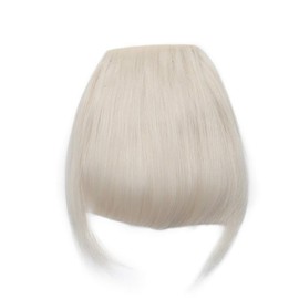 Clip On Fringe Clip In Bangs Neat One Piece Cute Hairpiece Straight Clip In Hair Extensions For Women Beauty [Light Blonde]