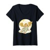 Womens Adorable Angel in Pajama Outfit for Nighttime Fun V-Neck