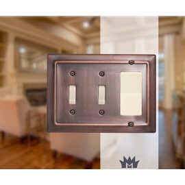 Monarch Abode Antique Copper Architectural Double Switch Single Rocker Decorative Wall Plate Switch Plate Outlet Cover