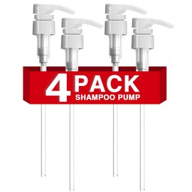 4-Pack Shampoo Pump for Liter 33.8 oz Shampoo and Conditioner, Pump Dispenser Fits Most Salon Brand Bottles with 1-inch Wide Opening, White Replacement Pump for Hair Products, Body Wash, Lotion, Gel