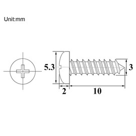 Drenky 100 Pcs Phillips Pan Head Screws 304 Stainless Steel Self-Tapping Screws Self-Drilling Wood Screws Standard Cross Groove Full Thread Woodworking Fastener M3 X 10