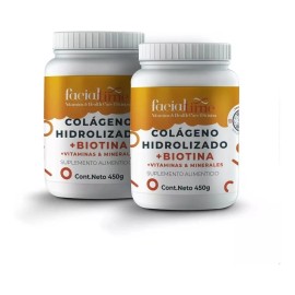 Kit 2 Colágeno Hidrolizado Más Biotina 450g C/u Sabor Natural - Facial Time