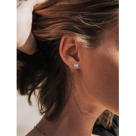 ChicSilver Purple Earrings Amethyst Earrings for Women 925 Sterling Silver 7mm February Birthstone Stud Earrings