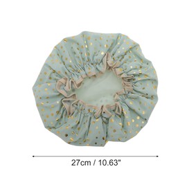 VOCOSTE Shower Cap Hair Cap Dots Double Layer Waterproof Reusable Bath Spa SPA Face Wash 1pc Green