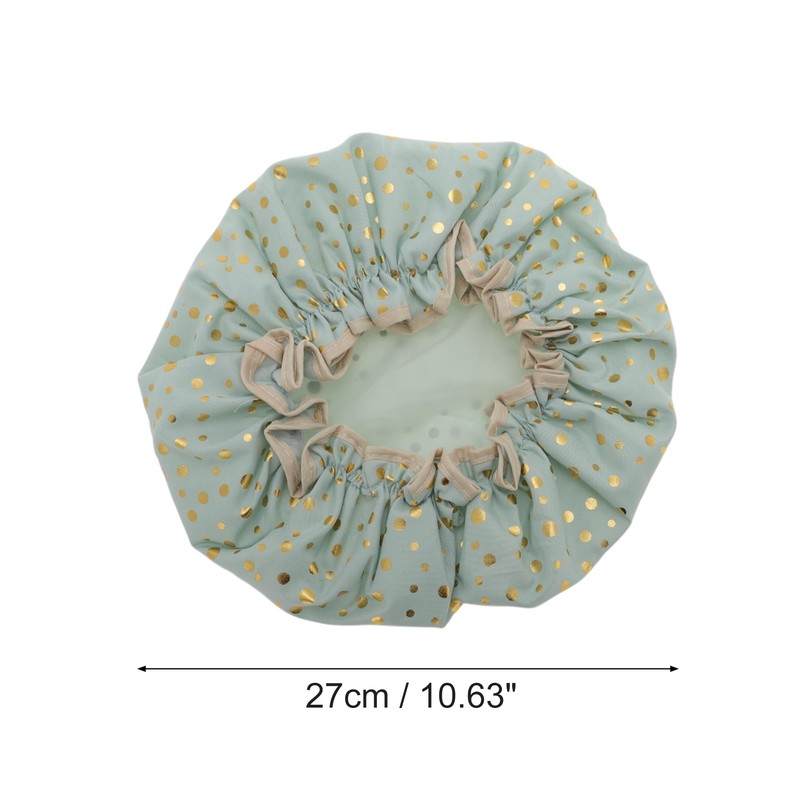 VOCOSTE Shower Cap Hair Cap Dots Double Layer Waterproof Reusable