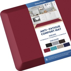 KitchenClouds KitchenClouds Kitchen Mat Cushioned Anti Fatigue Kitchen Rug 0.8inch Waterproof Non Slip Kitchen Rugs and Mats Standing Desk Mat Comfort Floor Mats for Kitchen Sink Office (17.3"x60",Red)