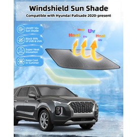 Mixsuper Liner Windshield Sunshades for Hyundai Palisade 2020-2024 2025, Windshield Sun Shade for Palisade Accessories Front Window Sun Shades Cover Foldable Sun Visor Keep Cool Block UV Heat