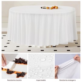 10pcs Manteles desechables para Mesa Rectangular,84in(213cm),Mantel para Mesa de Banquetes, Eventos y hogar,Tablón,Mantel de PEVA, impermeable, resistente al desgaste (Blanco, 213cm Redondo)
