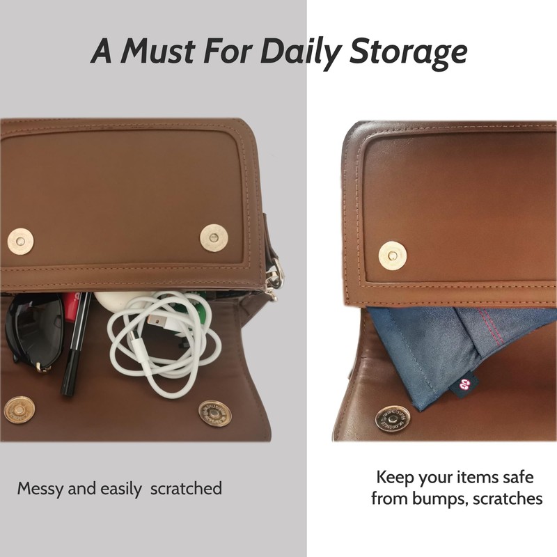 bqover Large Double Microfiber Suede Pouch, Soft Squeeze Top Eyeglasses/Sunglasses