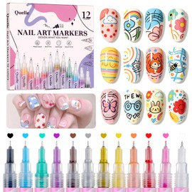 QUELLE Nail Art Pens Nail Art Markers Pens for Nail Art 12 Colors Set, Quick Dry Nail Pen 3D Art Pens for Painting Nails Nails Art Tool Kit TA643-12