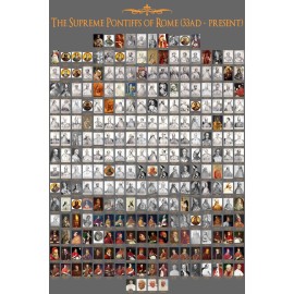 Popes Poster - Contains All 266 Popes from St. Peter to Pope Francis - 24 x 36