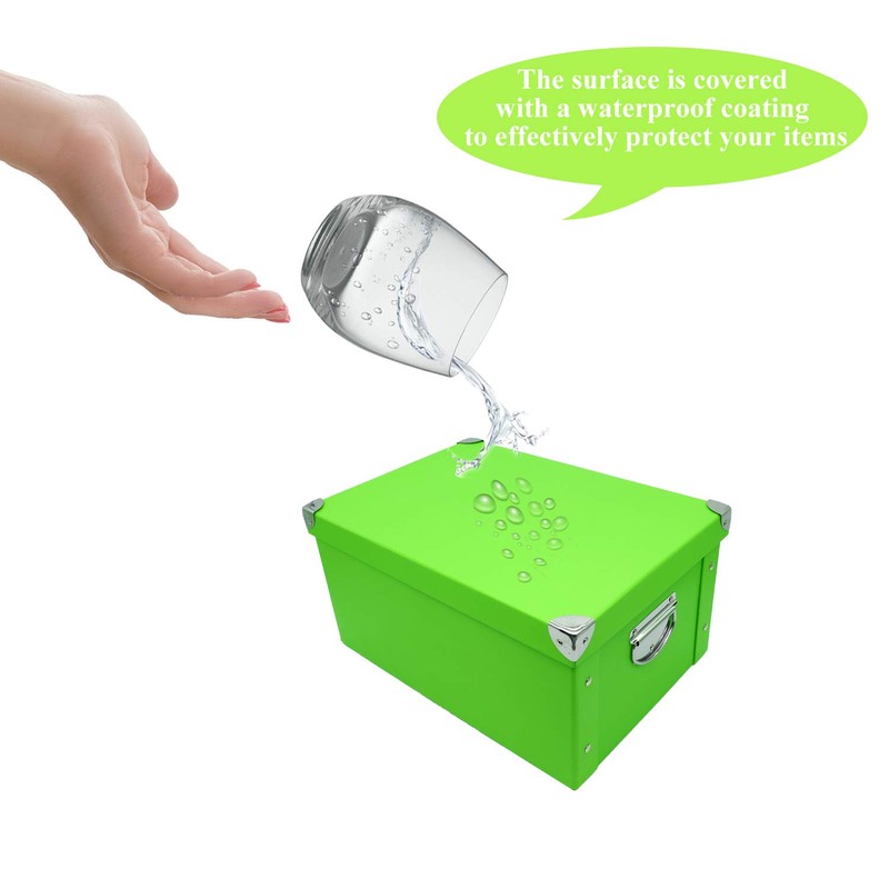 Guozi Collapsible Decorative Storage Box with Lid & Metal Handles