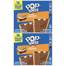 Kellogg's, Pop-Tarts, Frosted S'mores Toaster Pastries, 16 Count, 29.3oz Box (Pack of 2)