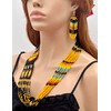 Handmade Necklace Earrings Set Layered Seed Beaded (Black)