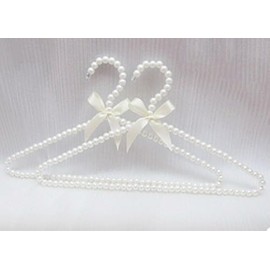 10 Pack Pearl Beads Metal Elegant Clothes Hangers Standard Hangers (White)
