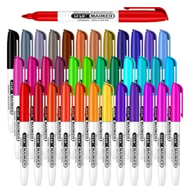 SFAIH 36 Colors Permanent Markers - Assorted Colors Fine Tip Permanent Markers for Plastic Glass Metal Wood, Quick Dry Waterproof Permanent Markers Fine Point for Kitchen Classroom Office