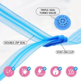 24 Pack Vacuum Storage Bags with Electric Pump, Space Saver Bags (5 Jumbo, 5 Large, 5 Medium, 5 Small, 4 Roll Up Bags) Travel Vacuum Bags Vacuum Seal Bags for Clothes, Bedding,Blankets,Duvets, Pillows