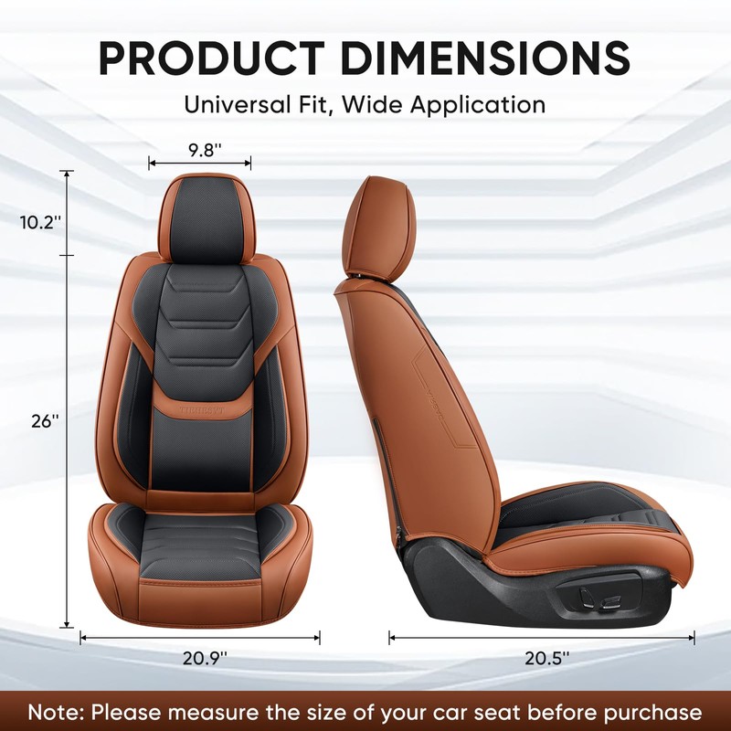 TIEHESYT Leather Car Seat Covers Full Set with Lumbar Support,