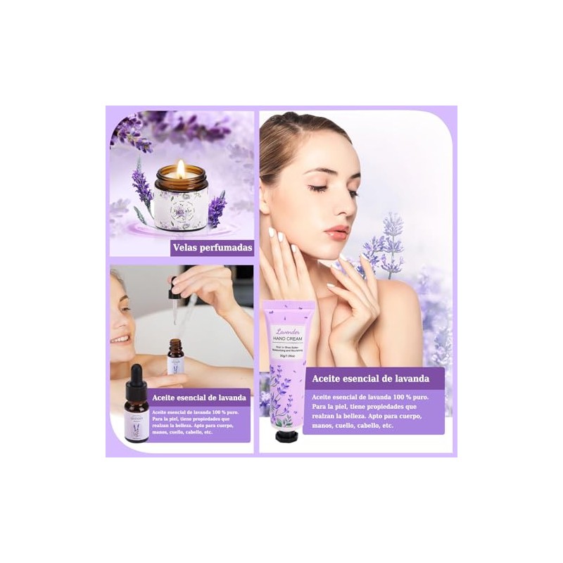 Regalos de Cumpleaños para Mujeres, Set de baño de lavanda