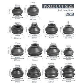 Flaconi 14 pieces car dust cap for tie rod end, rubber dust cap, ball head cover, car steering suspension ball joints, universal ball head dust protection, suitable for buses, cars, taxis