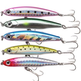 bath&bath Seabass Lure Set, Sinking Pencil, 2.9 inches (75 mm), 0.5 oz (13 g), 5 Colors Set, Small Lure, Flounder, Blue Throw, Far Toss, Shots, Hiramasa, Heavy, Large Embankment, Shore Offshore