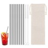 8-Pack Reusable Stainless Steel Straws, 304 Food Grade Metal Drinking