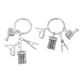 2 Pieces of Ruler Compass Keychain, Teaching Theme Pendant, Graduation Keychain, Math Enthusiast Gift.