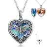 MEIDERBO Dragonfly Urn Locket Necklace for Ashes and Pictures 925 Sterling Silver Dragonfly Heart Locket Ashes Necklace with Abalone Shell Cremation Memorial Keepsake Jewelry for Women
