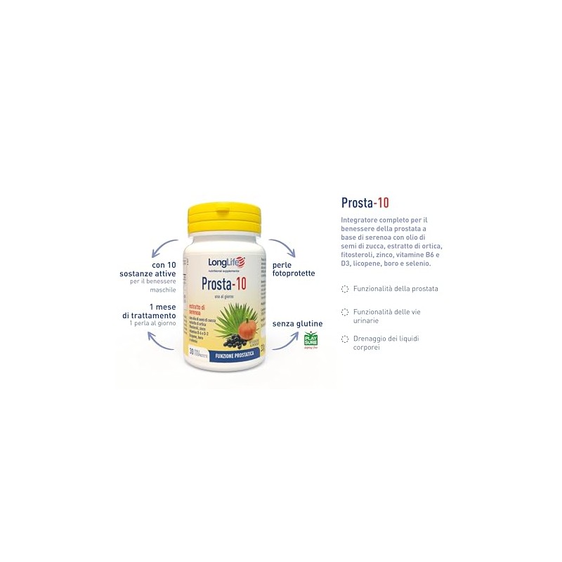 LongLife® Prosta-10 | Integratore di serenoa titolato all'85% in acidi
