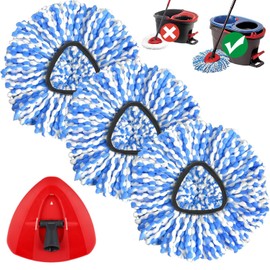 Sgizoku Mop Heads with Spin Mop Base Compatible with Viledar RinseClean Mop Replacement Heads : 3PCS Microfiber Mop Refills +1PCS Triangle Mop Base