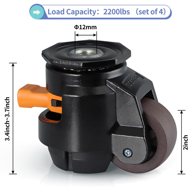 MOLIGOU Leveling Stem Casters, Retractable Leveling Casters with Ratchet Handle,