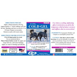 SU-PER Cold Gel for Horses - Equine Cooling Liniment Leg Freeze & Tightener - Relieves Minor Soreness and Stiffness - 1 Gallon