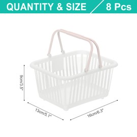 PATIKIL 8PCS Small Plastic Basket,Mini Storage Basket Grocery Tiny Shopping Baskets with Handle Organizer Filtered Water for Organizing Toys Fruits Veggies Snacks, White