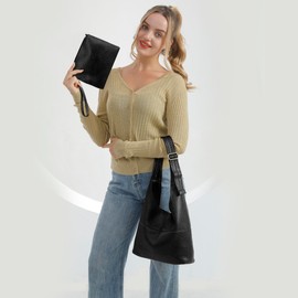 Montana West Hobo Bags for Women Ultra Soft Foldable Shoulder Bag Purse with Coin Purse,MWC2-122BK