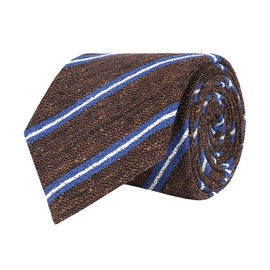 Oliver Wicks Steel Blue & Blue Striped Vintage Silk-Cotton Tie - Made in Italy, Hand-Finished & Tipped, Small Batch, Premium Accessory for Men, 60% Silk, 40% Cotton, 8cm Wide, 150cm Long