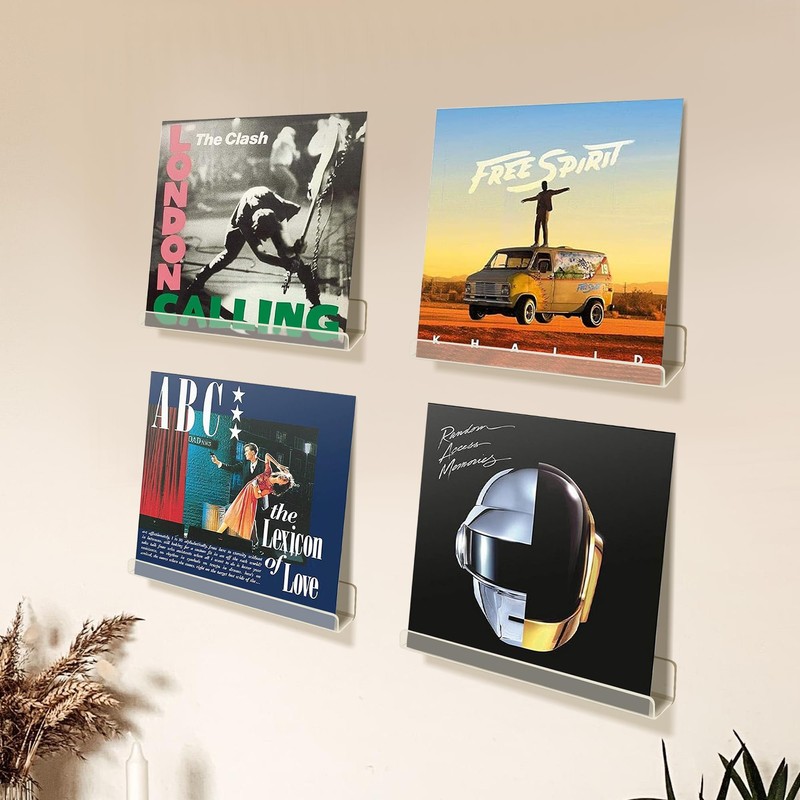 upsimples 8 Pack Vinyl Record Wall Mount Shelves, 12" Vinyl