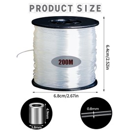 0.8mm x 200m Monofilament Fishing Line,Strong Clear Invisible Hanging Wire, Fishing Wire for Hanging Crafts with 120pcs Aluminum Crimp Sleeves for DIY Crafting, Fishing, Handicrafts,Jewellery, Hanging