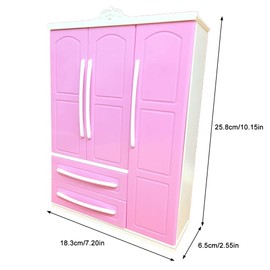 Miniature Dollhouse Cabinet, Mini Princess Doll Closet Clothing Organizer Wardrobe with Storage for Dolls Clothes and Jewelry