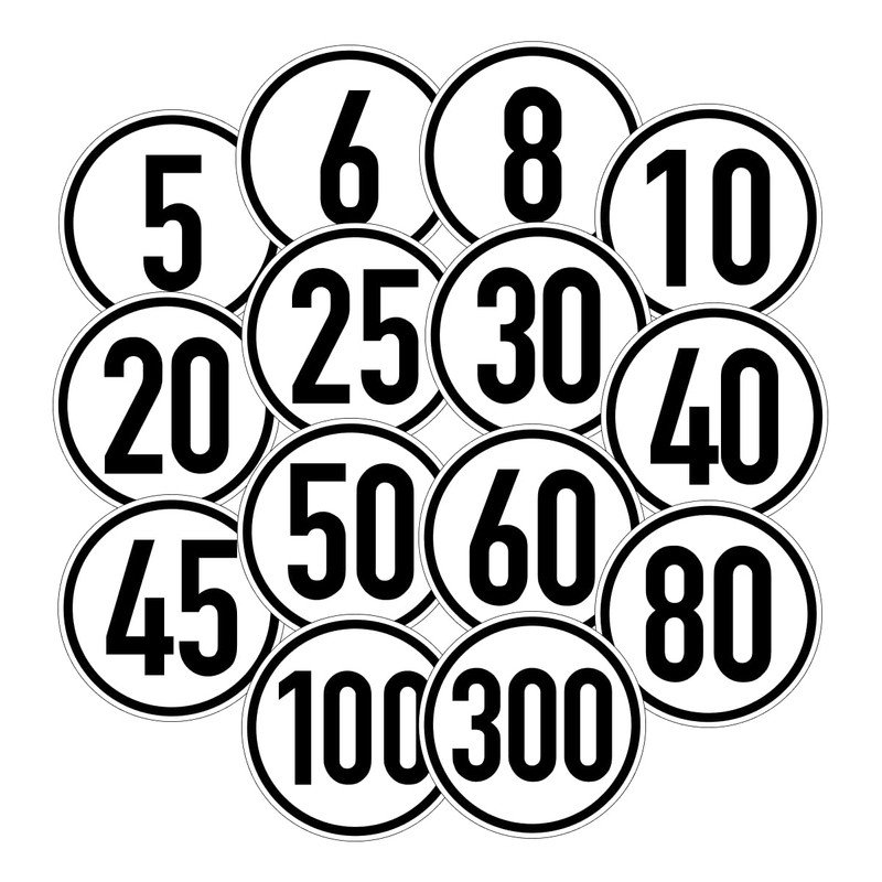 Speed Sticker Film km/h Speed Sign Diameter 20 cm (6