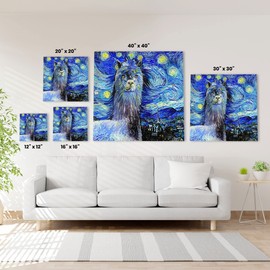 Abstract Llama Alpaca Canvas Wall Art & Llama Nursery Decor For Kids Room | Unique Van Gogh Style & Aesthetic Alpaca Llama-Themed Picture Wall Art Gift For Nursery, Playroom, Bedroom, Living Room, Kitchen, Family Bathroom, Home Office | Blue Alpaca Llama