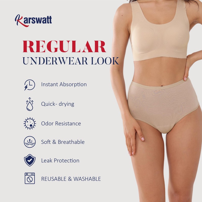 KARSWATT Washable High Rise Urinary Incontinence Underwear for Women Leak