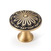 FLIRABBIT Black and Brushed-Gold Cabinet-Knobs - 5 Pack Flower Brass